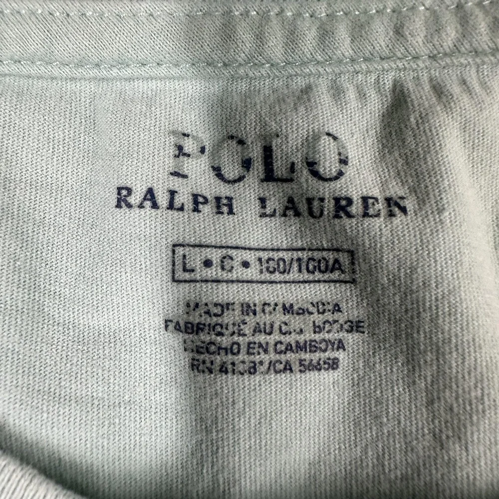 Polo Ralph Lauren Shirt Mens Large Green Tagless Crewneck Pony Logo Cotton Tee